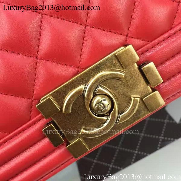 Boy Chanel Flap Bag Red Original Sheepskin Leather A67088 Gold Boy Chanel Flap Bag Red Original Sheepskin Leather A67088 Gold