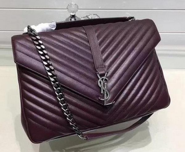 YSL Classic Monogramme Flap Bag Calfskin Leather Y22370 Wine
