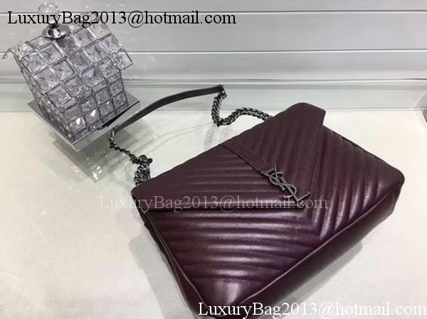 YSL Classic Monogramme Flap Bag Calfskin Leather Y22370 Wine YSL Classic Monogramme Flap Bag Calfskin Leather Y22370 Wine