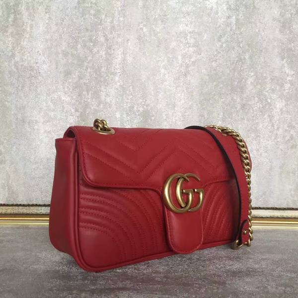 Gucci GG Marmont Sheenskin Shoulder Bag 443497A Red Gucci GG Marmont Sheenskin Shoulder Bag 443497A Red