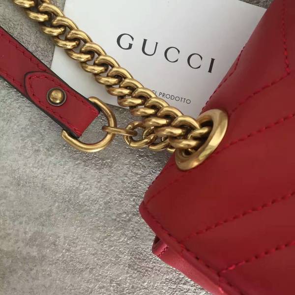 Gucci GG Marmont Sheenskin Shoulder Bag 443497A Red Gucci GG Marmont Sheenskin Shoulder Bag 443497A Red