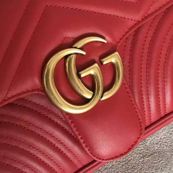Gucci GG Marmont Sheenskin Shoulder Bag 443497A Red Gucci GG Marmont Sheenskin Shoulder Bag 443497A Red