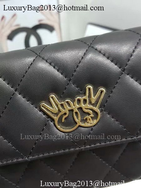 Chanel Original Sheepskin Leather Bi-Fold Wallet A32255 Black