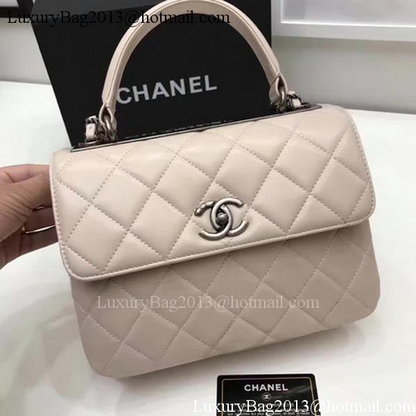 Chanel Classic Top Handle Bag Apricot Sheepskin Leather A92991 Silver Chanel Classic Top Handle Bag Apricot Sheepskin Leather A92991 Silver