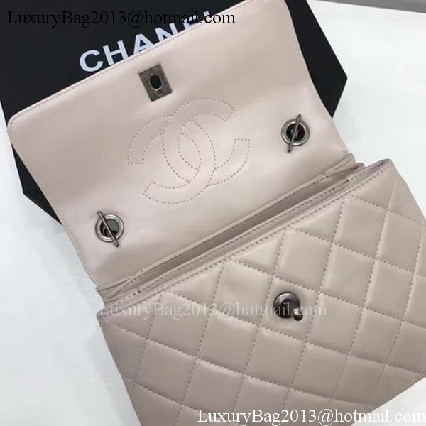 Chanel Classic Top Handle Bag Apricot Sheepskin Leather A92991 Silver Chanel Classic Top Handle Bag Apricot Sheepskin Leather A92991 Silver