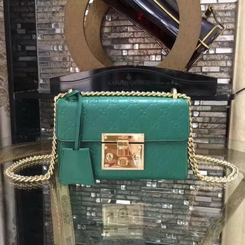 Gucci Padlock Gucci Signature Mini Shoulder Bag 409487 Green Gucci Padlock Gucci Signature Mini Shoulder Bag 409487 Green
