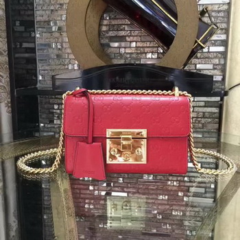 Gucci Padlock Gucci Signature Mini Shoulder Bag 409487 Red Gucci Padlock Gucci Signature Mini Shoulder Bag 409487 Red
