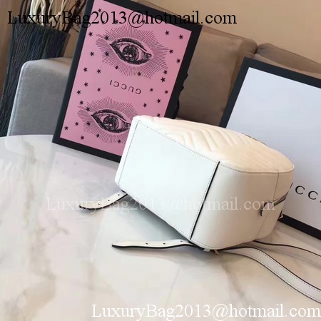 Gucci GG Marmont Quilted Leather Backpack 476671 White Gucci GG Marmont Quilted Leather Backpack 476671 White