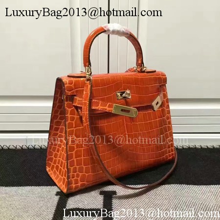 Hermes Kelly 28cm Shoulder Bag Croco Leather K28 Orange Hermes Kelly 28cm Shoulder Bag Croco Leather K28 Orange