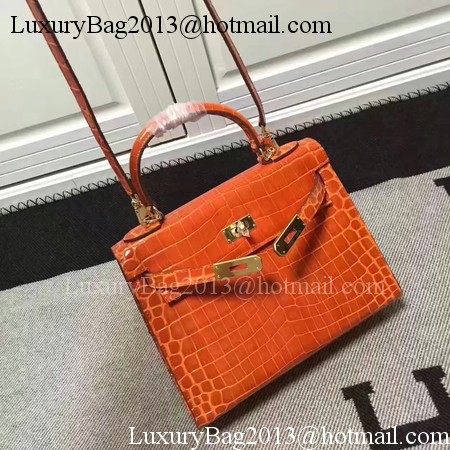 Hermes Kelly 28cm Shoulder Bag Croco Leather K28 Orange Hermes Kelly 28cm Shoulder Bag Croco Leather K28 Orange