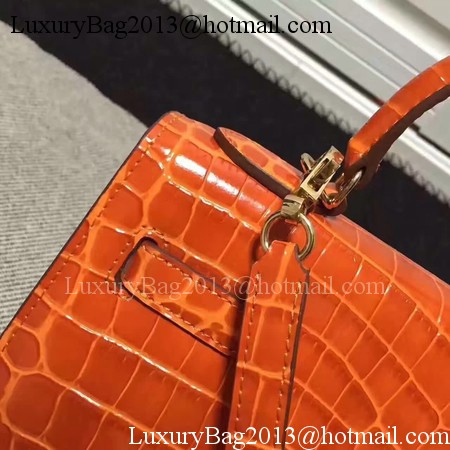 Hermes Kelly 28cm Shoulder Bag Croco Leather K28 Orange Hermes Kelly 28cm Shoulder Bag Croco Leather K28 Orange
