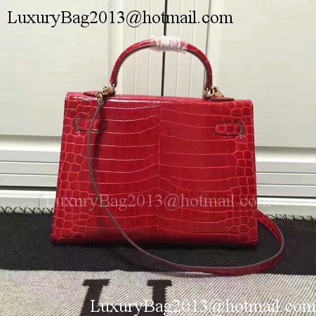 Hermes Kelly 28cm Shoulder Bag Croco Leather K28 Red Hermes Kelly 28cm Shoulder Bag Croco Leather K28 Red