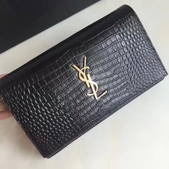 Saint Laurent mini Croco Leather Cross-body Shoulder Bag 360458 Black Saint Laurent mini Croco Leather Cross-body Shoulder Bag 360458 Black