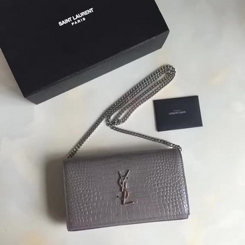 Saint Laurent mini Croco Leather Cross-body Shoulder Bag 360458 Grey Saint Laurent mini Croco Leather Cross-body Shoulder Bag 360458 Grey