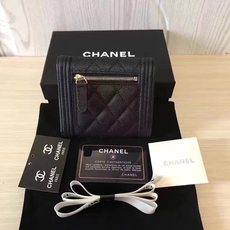 Boy Chanel Matelasse Bi-Fold Wallet Cannage Pattern CHA5261 Black Boy Chanel Matelasse Bi-Fold Wallet Cannage Pattern CHA5261 Black
