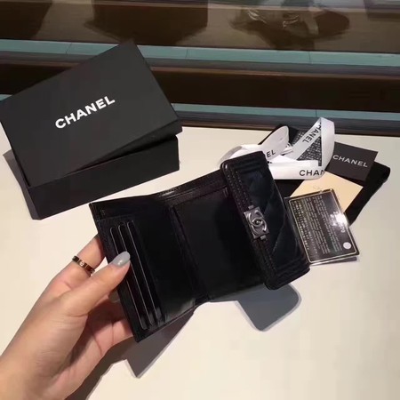 Boy Chanel Matelasse Bi-Fold Wallet Sheepskin CHA5261 Black Boy Chanel Matelasse Bi-Fold Wallet Sheepskin CHA5261 Black
