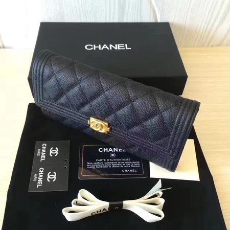 Chanel Boy Matelasse Long Wallet Black Cannage Pattern CHA5263 Gold Chanel Boy Matelasse Long Wallet Black Cannage Pattern CHA5263 Gold