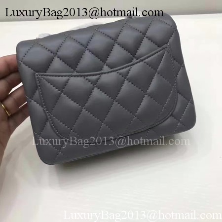 Chanel Classic MINI Flap Bag Original Sheepskin Leather A1115 Grey Chanel Classic MINI Flap Bag Original Sheepskin Leather A1115 Grey