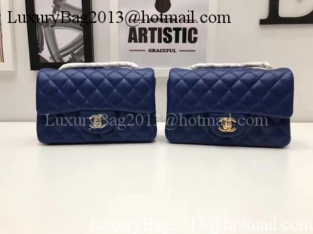 Chanel mini Classic Flap Bag Original Sheepskin Leather A1116 Blue Chanel mini Classic Flap Bag Original Sheepskin Leather A1116 Blue