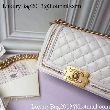 Boy Chanel Flap Shoulder Bag Sheepskin Leather A67085E White Boy Chanel Flap Shoulder Bag Sheepskin Leather A67085E White