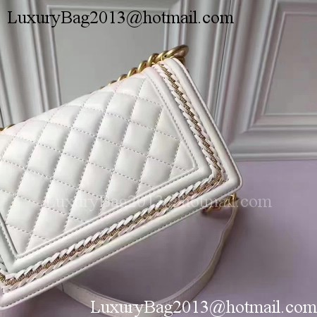 Boy Chanel Flap Shoulder Bag Sheepskin Leather A67085E White Boy Chanel Flap Shoulder Bag Sheepskin Leather A67085E White