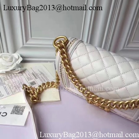 Boy Chanel Flap Shoulder Bag Sheepskin Leather A67085E White Boy Chanel Flap Shoulder Bag Sheepskin Leather A67085E White