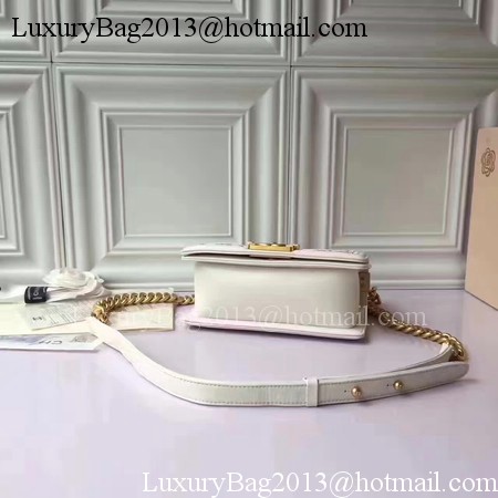 Boy Chanel Flap Shoulder Bag Sheepskin Leather A67085E White Boy Chanel Flap Shoulder Bag Sheepskin Leather A67085E White