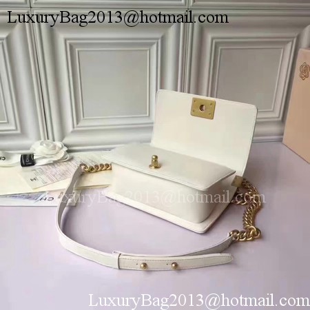 Boy Chanel Flap Shoulder Bag Sheepskin Leather A67085E White Boy Chanel Flap Shoulder Bag Sheepskin Leather A67085E White
