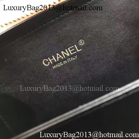 Chanel Cosmetic Bag Original Cannage Pattern A93341 Apricot&Black Chanel Cosmetic Bag Original Cannage Pattern A93341 Apricot&Black