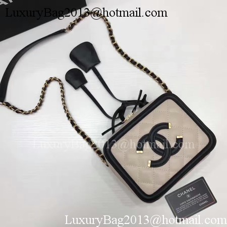 Chanel Cosmetic Bag Original Cannage Pattern A93341 Apricot&Black Chanel Cosmetic Bag Original Cannage Pattern A93341 Apricot&Black