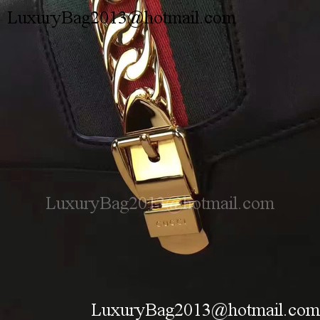Gucci Sylvie Leather Top Handle Bag 431665 Black Gucci Sylvie Leather Top Handle Bag 431665 Black