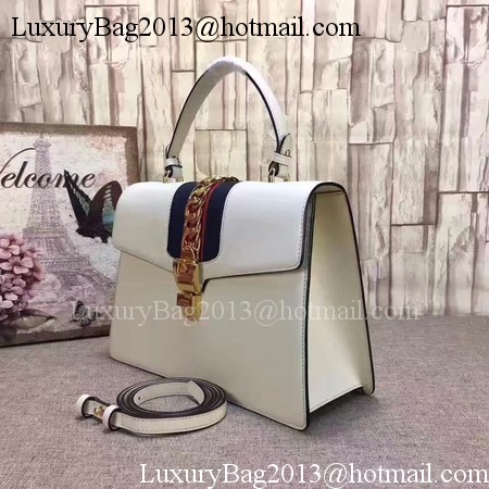 Gucci Sylvie Leather Top Handle Bag 431665 White Gucci Sylvie Leather Top Handle Bag 431665 White