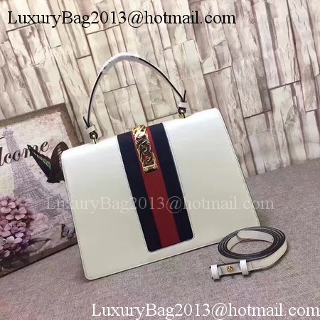 Gucci Sylvie Leather Top Handle Bag 431665 White Gucci Sylvie Leather Top Handle Bag 431665 White