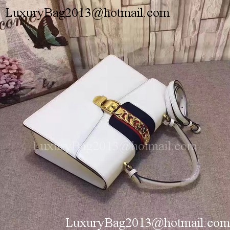 Gucci Sylvie Leather Top Handle Bag 431665 White Gucci Sylvie Leather Top Handle Bag 431665 White