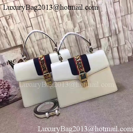 Gucci Sylvie Leather Top Handle Bag 431665 White Gucci Sylvie Leather Top Handle Bag 431665 White
