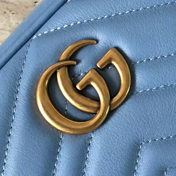 Gucci GG Marmont Matelasse Mini Shoulder Bag 448065A Blue Gucci GG Marmont Matelasse Mini Shoulder Bag 448065A Blue