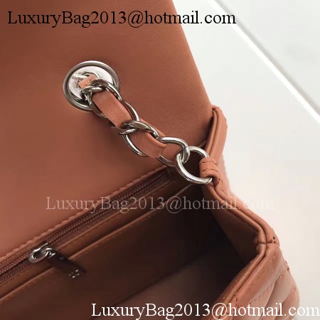 Chanel mini Classic Flap Bag Brown Original Sheepskin Leather A1116 Silver Chanel mini Classic Flap Bag Brown Original Sheepskin Leather A1116 Silver