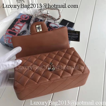 Chanel mini Classic Flap Bag Brown Original Sheepskin Leather A1116 Silver Chanel mini Classic Flap Bag Brown Original Sheepskin Leather A1116 Silver