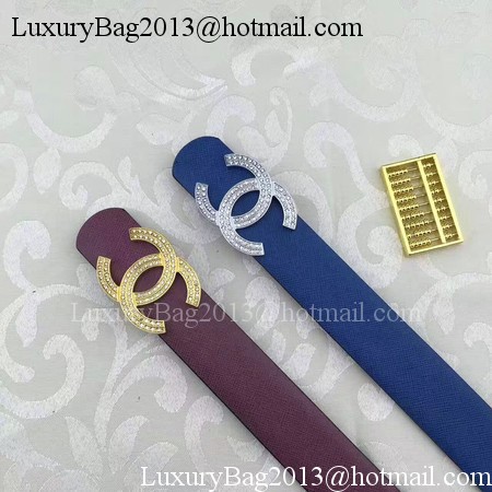 Chanel 30mm Blue Leather Belt CH5235 Silver