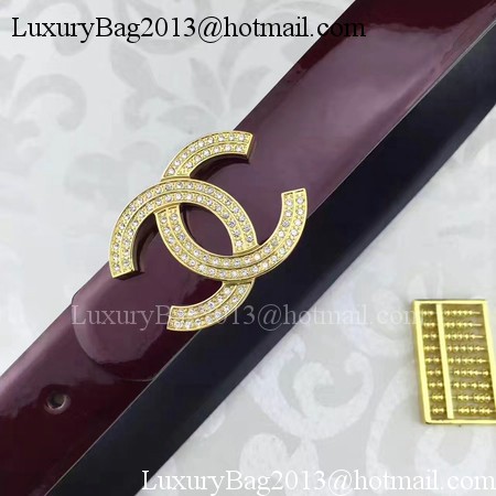 Chanel 30mm Patent Leather Belt CH5230 Wine Chanel 30mm Patent Leather Belt CH5230 Wine