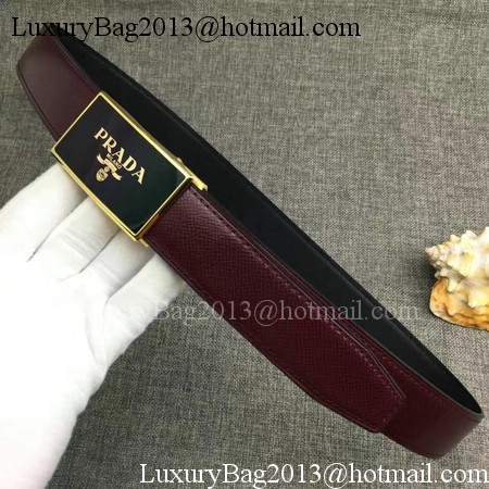 Prada 34mm Leather Belt PD0801 Wine Prada 34mm Leather Belt PD0801 Wine