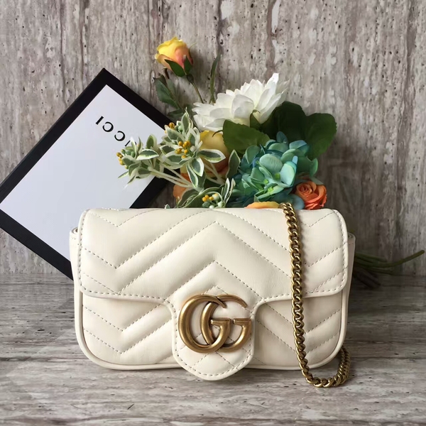 Gucci GG Marmont Nano Shoulder Bag 476433A White