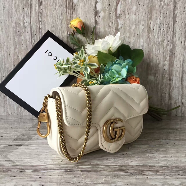 Gucci GG Marmont Nano Shoulder Bag 476433A White