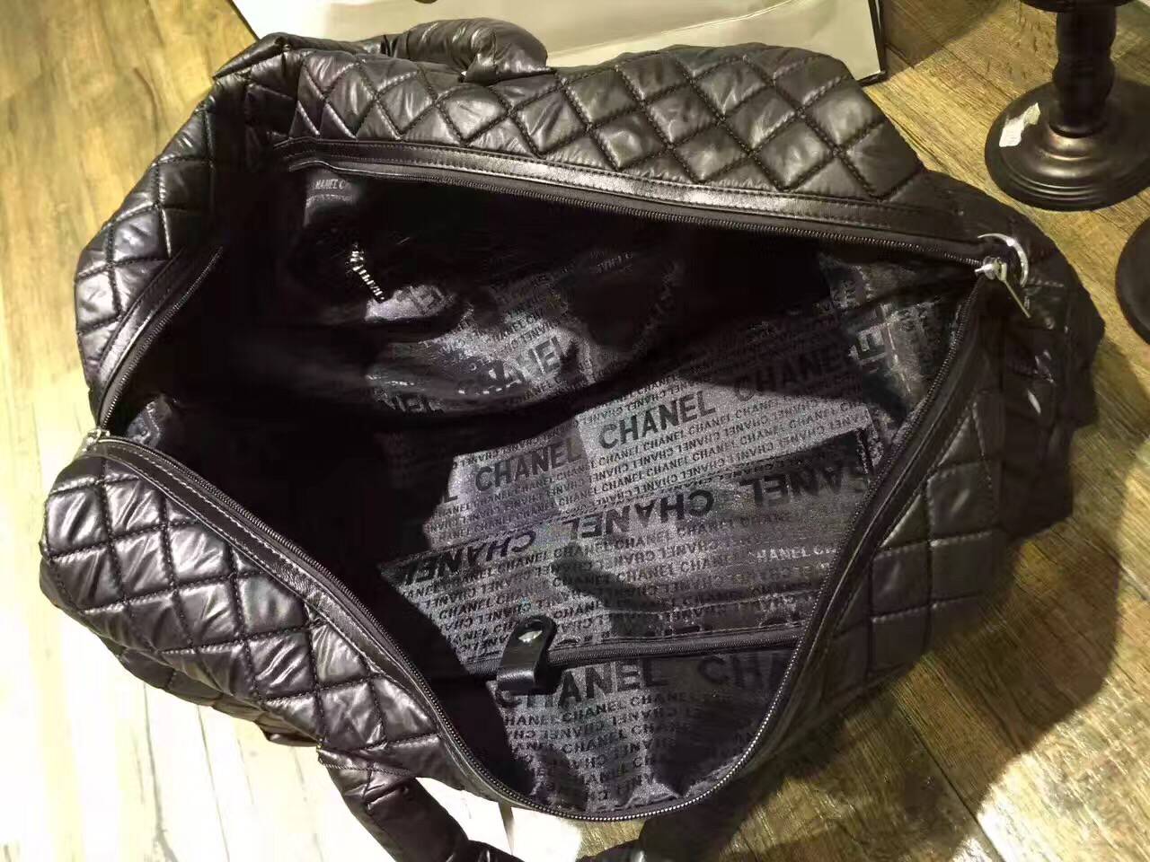 Chanel Sheepskin Leather Travel Bag 17821 Black Chanel Sheepskin Leather Travel Bag 17821 Black