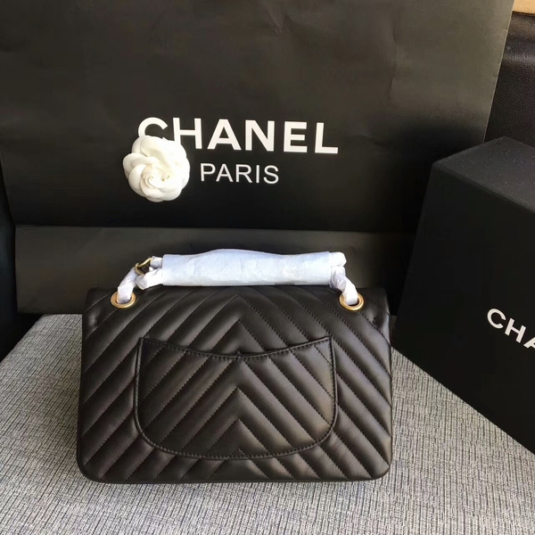 Chanel Flap Shoulder Bags Black Original Sheepskin CF1112 Gold Chanel Flap Shoulder Bags Black Original Sheepskin CF1112 Gold