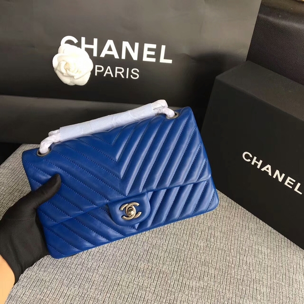 Chanel Flap Shoulder Bags Blue Original Sheepskin CF1112 Silver Chanel Flap Shoulder Bags Blue Original Sheepskin CF1112 Silver