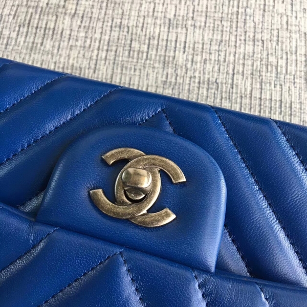 Chanel Flap Shoulder Bags Blue Original Sheepskin CF1112 Silver Chanel Flap Shoulder Bags Blue Original Sheepskin CF1112 Silver