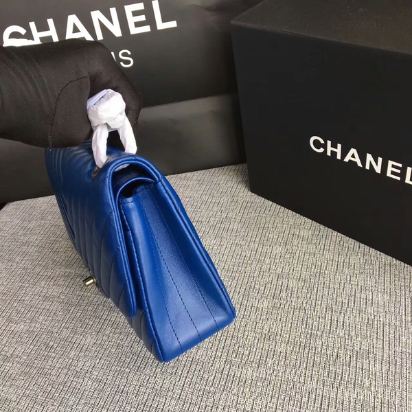 Chanel Flap Shoulder Bags Blue Original Sheepskin CF1112 Silver Chanel Flap Shoulder Bags Blue Original Sheepskin CF1112 Silver