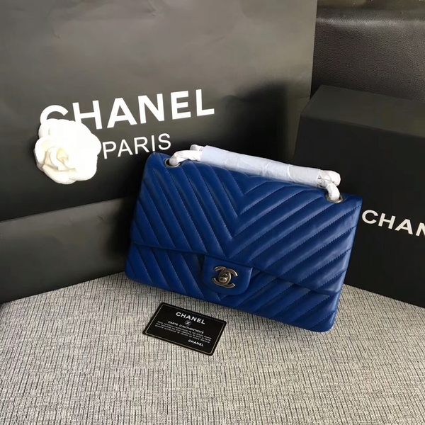 Chanel Flap Shoulder Bags Blue Original Sheepskin CF1112 Silver Chanel Flap Shoulder Bags Blue Original Sheepskin CF1112 Silver