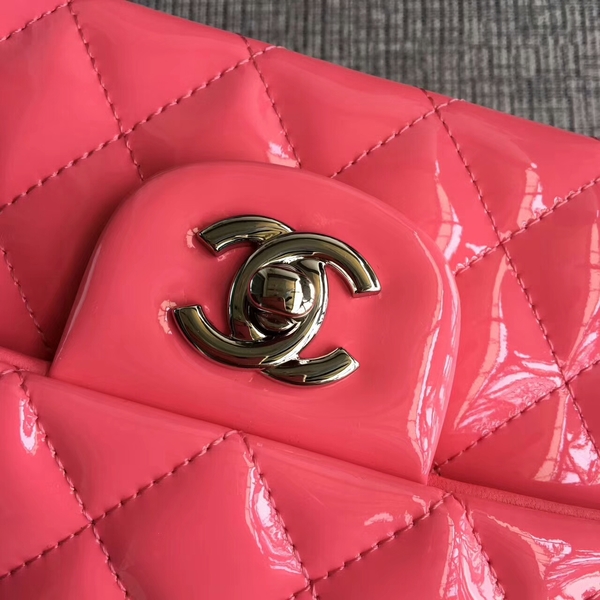 Chanel Flap Shoulder Bags Pink Original Patent Leather CF1112 Silver Chanel Flap Shoulder Bags Pink Original Patent Leather CF1112 Silver
